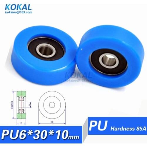 [PU0630-10]Free shipping 10PCS polyurethane PU sliding window door rubber roller 626RS TPU bearing wheel 6*30*10mm