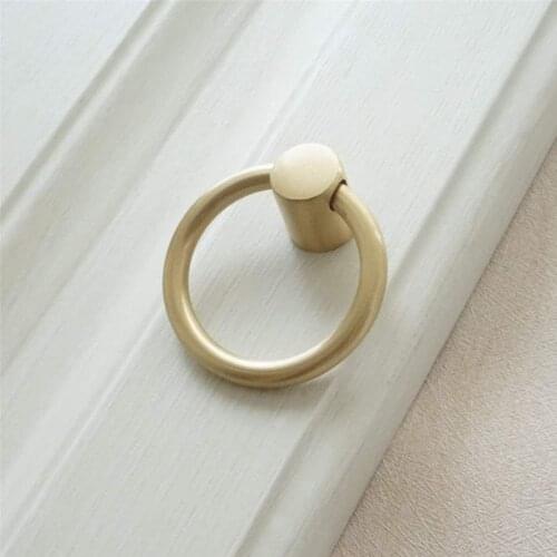Pure Copper Drop Ring Pulls Gold Brass Dresser Knobs Drawer Pull Handles Knob Drop Kitchen Cabinet Handle Pull Knobs