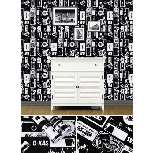 Home Waterproof White Black Contact Paper Self Adhesive Peel and Stick Wallpaper Decor Fashion Dormitory Cabinet Decor