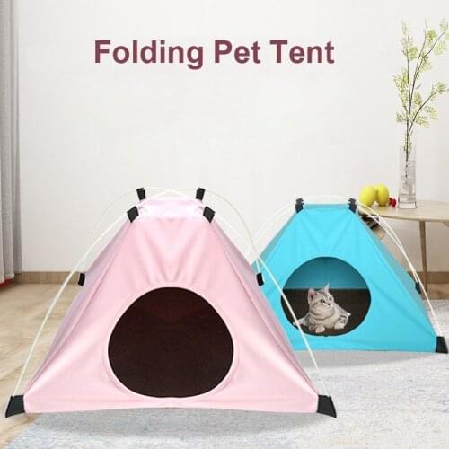 Pet Dog Cat Tent Nest Foldable Portable Outdoor Kennels Soft Warm Bed House Velvet Mat Washable Breathable For Cats Small Dogs