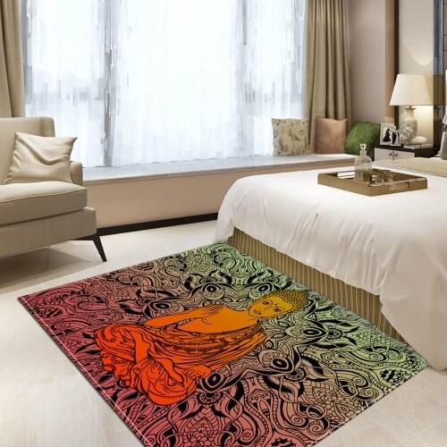 Modern Madala Area Rugs Large Indian Buddha Statue Door Floor Mat Home Living Room Bedroom Decor Print Carpet Gradient Color