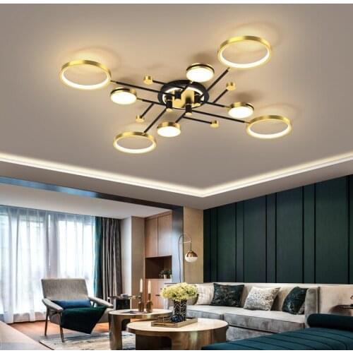 Dining Room Bedroom Auditorium Kitchen Villa Studyroom Gold 3/6/8 Rings Simple LED Ceiling Lights Indoor Home Decorative Lamps