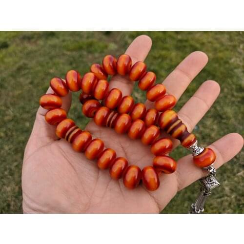 Tasbih Ottoman Faturan German Cherry Amber Sandalous Misbaha Rosary Free Shipping #17K
