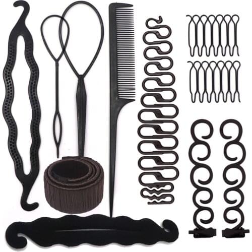 Women Hair Accessories Hair Styling Tools Magic Donut Hair Bun Maker Hairstyle Braider Twist Hair Clip Disk Pull Hairpins