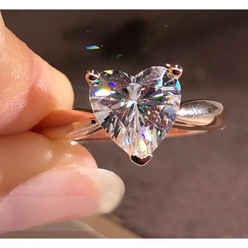 14K Au585 Rose Gold Women Ring Moissanite Diamonds 1 2 3 4 5 Carat Heart Elegant Wedding Party Engagement Anniversary Ring