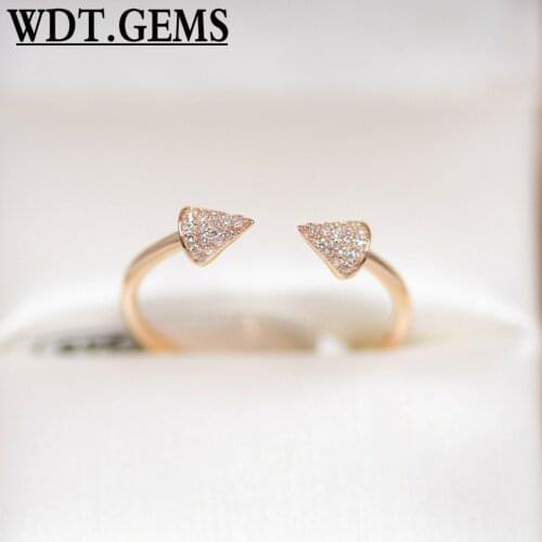 10K Rose Gold Diamond Arrow Ring Womens Open Wrap Statement Natural 0.09CT
