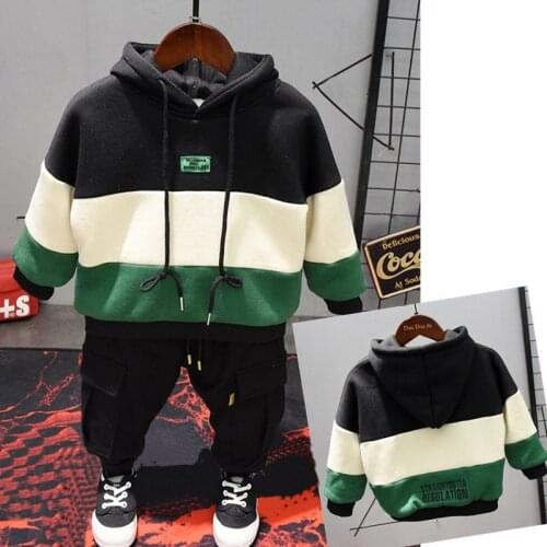 Winter Baby Boys Clothes Sets Toddler Kids Thick Hoodies Tops + Plush Pants 2pcs Childrens Outfits Infantil For 2-6years