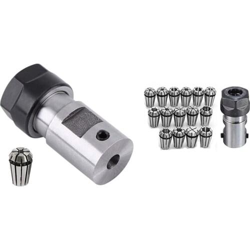 1Set Er11 5Mm Motor Shaft Collet Chuck Spindle Extension Rod Inner & 15Pcs Er11 1-7Mm Spring Chuck Collet