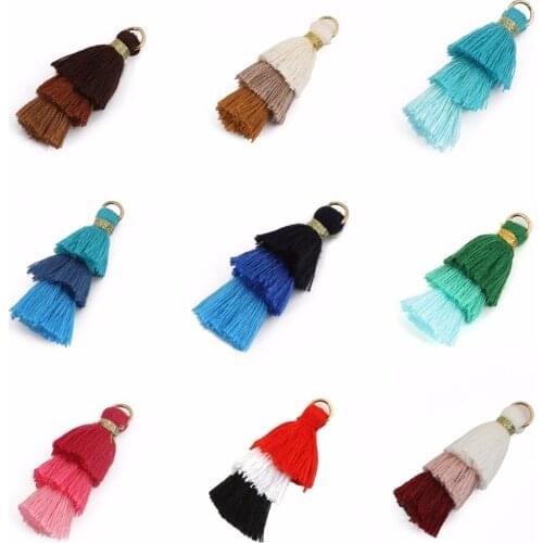 10pcs/bag Polyester Cotton Silk Charms with Jump Ring Tassels for DIY Earring Necklace Fashion Jewelry Making Handmade Findings