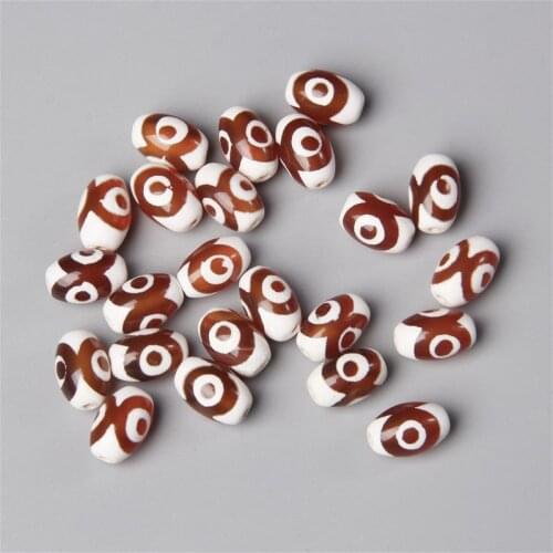 10PCS/lot 8-12mm Orange White 3eye Patterns Amulet Natural Dzi Agates Stone Beads Loose Spacer Beads Pendant For Faith Jewelry