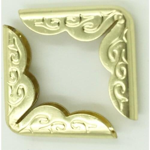100Pcs DIY Metal Scrapbook Menus Albums Book Folders Corners Hardware Protectors 30x21mm, Gold Plated/Rose Gold