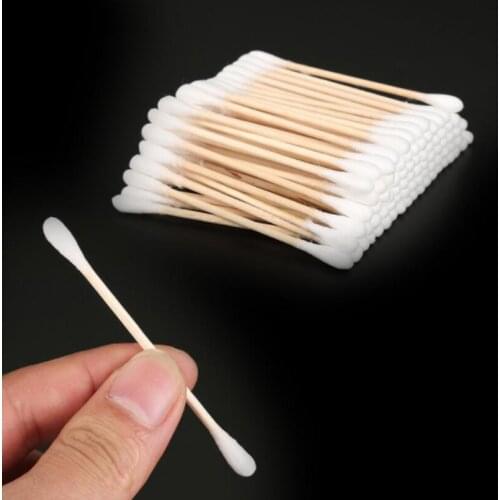 100PCS/Pack Wood Cotton Swab Nose Ear Face Cleaning Sticks Cosmetics Makeup Remover Clean Sticks Buds Tip Wood Cotton Head Swab