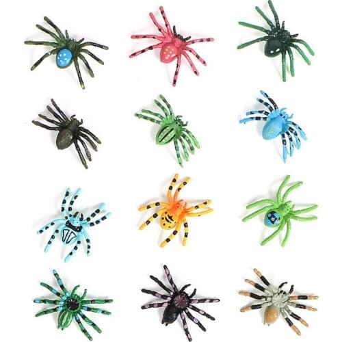 12pcs Simulation Spiders Insect Animal Model Realistic Spider Figurines Kids Educational Toys Gift Artificial Halloween Decor