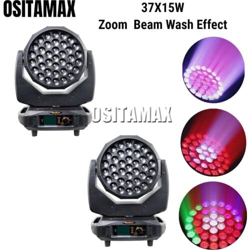 2/LOT New Zoom Wash Moving Head Light 37x15w Beam Disco Light RGBW Circle 4 Color Mixing Excellent Effct Party DJ Stage Light