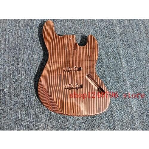 4 string zebrawood electric bass guitar body and neck natural color