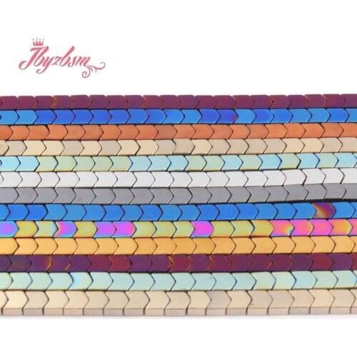 4x4mm Smooth V Shape Hematite Beads No Magnetic Natural Stone Beads For Necklace Bracelet Jewelry Making Loose 15" Free Shipping