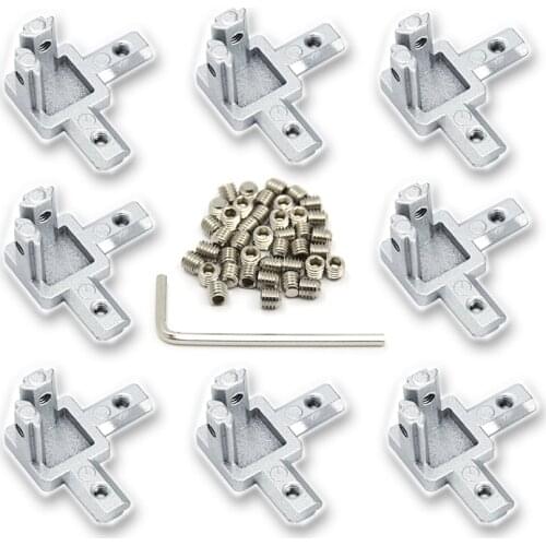 Befenybay 8PCS 3-Way End Corner Bracket Connector with Screws for 6mm T-Shape Aluminum Extrusion Profile European Standard 2020