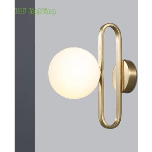Modern White Glass Wall Lamp Gold Metal Bedroom Bathroom Wall Sconce G9 110-240V Atmosphere Decoration Lighting Fixtures