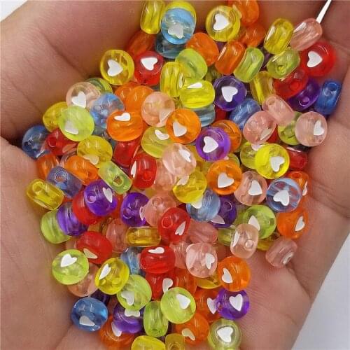 100PCS 7mm Clear Acrylic bead Loose Spacer Beads Heart Shape DIY Jewelry Accessories Necklace Bracelet Making New Wholesale