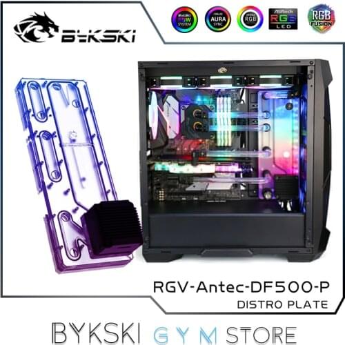 Bykski Distro Plate For Antec DF500 Case, 360 Radiator Water Cooling Loop Solution, 12V/5V RGB SYNC, RGV-Antec-DF500-P