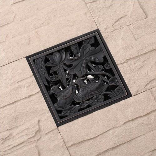 Shower Drains Square Bath Drains Strainer Hair Antique Brass Black Bathroom Floor Drain Waste Grate Drain