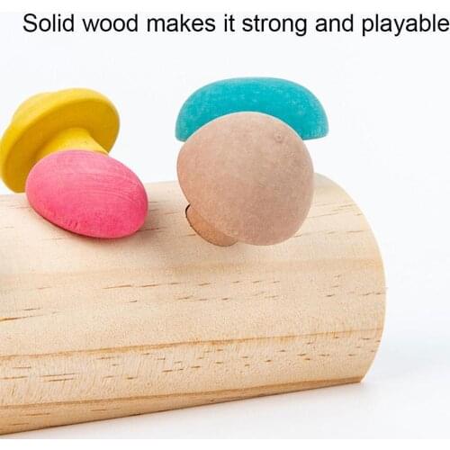 Mushroom Wooden Rainbow Blocks Mushroom Picking Game Shape Developmental Educational Wooden Montessori Baby Toys R7A2