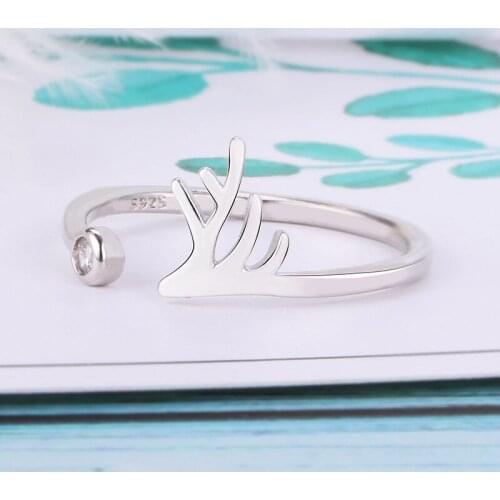 Japanese Korean Chao Ren Sen Family Deer Antler Opening Forefinger Ring Female Fashion Personality Student Handicraft