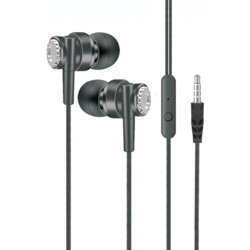 L104 Universal 3.5mm Dual Subwoofer Dynamic Wired Headset Heavy Bass Sport Gaming In-Ear Earphone With Mic For Samsung Xiaomi