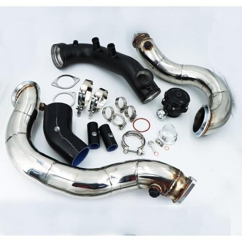 N54 3.0T E82 E88 E90 E92 E8X E9X 135i 335i Intake Turbo charge pipe Cooling kit + 50mm BOV +3'' Catless Downpipe