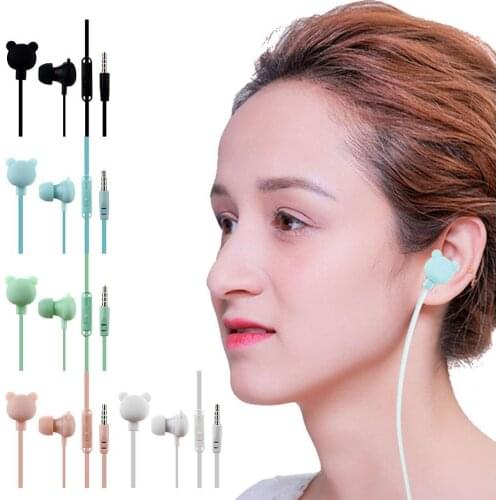Cartoon Cute Earphone 3.5mm In Ear Wired Headset With Girl xiaomi For iPhone Remote Samsung Gift For Children earphone Bear D8Y0
