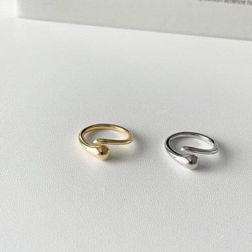 2021 New Concise Style Water Droplets Shape Ring for Woman and Man Open To Adjust Golden Line Couple Rings Jewelry Wholesale