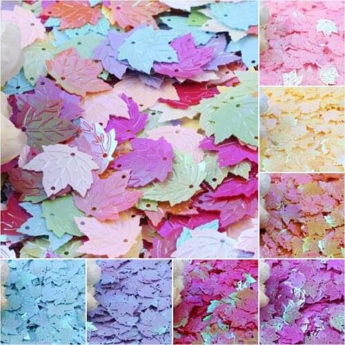 Paillettes 21x22mm AB Color Maple Leaf Shape 2 Holes Loose PVC Sequins DIY Craft Sewing Women Kids DIY Garment Accessory 20g