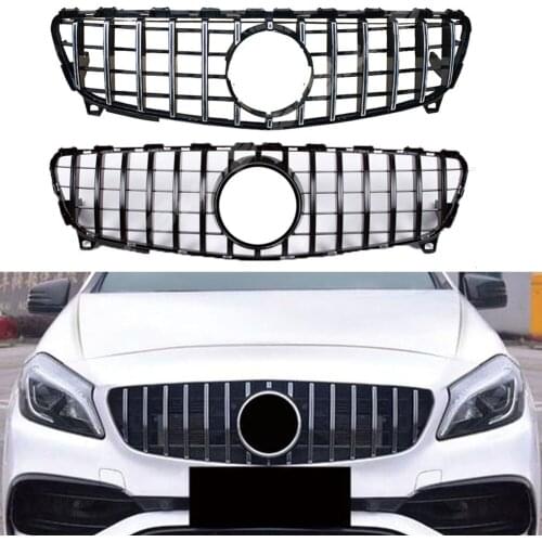 Front Racing Billet Bumper Grille Upper Cover Facelift Grill Fit For Mercedes-Benz W176 A Class 2016 2017 2018 GTR