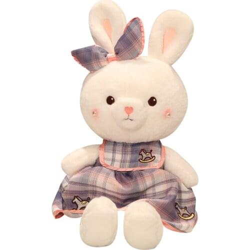 1pc 40/50cm Cute Plush Dressed Rabbit Toys Lovely Plaid Skirt Rabbit Pillow Soft Stuffed Dolls for Girls Baby Appease Gift