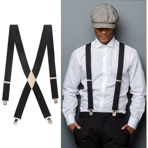 Mens 3.5cm Unisex Solid Straight Clip Rawhide Suspender Genuine Leather Brace 110cm 130cm Extended Size Vintage Groomsmen Gifts