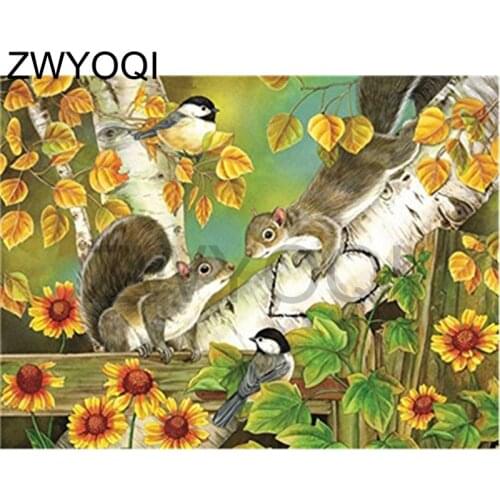 Full Round Diamond mosaic sunflower Full Square Diamond painting Bird Hamster Squirrel 5D DIY Diamond embroidery Cross stitch