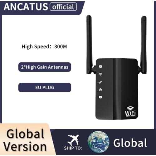 ANCATUS GLWR301B-EU Wireless Repeater 300M Network Wifi Extender Long Range Signal Amplifier Internet Antenna Signal Booster