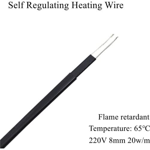 220V 8mm 20w/m Self Regulating Heating Wire Copper Heated Electric Cable Heat Line For Freeze Water Pipe Frost Roof Snow Sewer