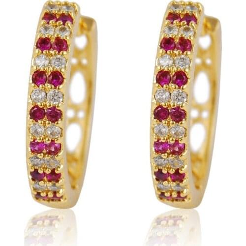 Colorful AAA Cubic Zirconia Hoop Earrings 18K Gold Vogue Womens Earrings Jewelry Gift