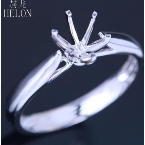HELON 925 Sterling Silver 5.5-6.5mm Round Classic Solitaire Semi Mount Engagement Wedding Women Jewelry Ring Setting wholesale