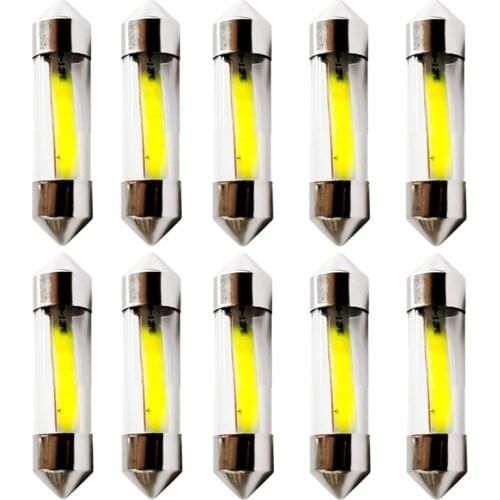 10pcs Festoon 31mm 36mm 39mm 41mm C5W Filament COB LED Glass Shell Car Reading Light Auto Interior Dome Lamp License Plate Bulb
