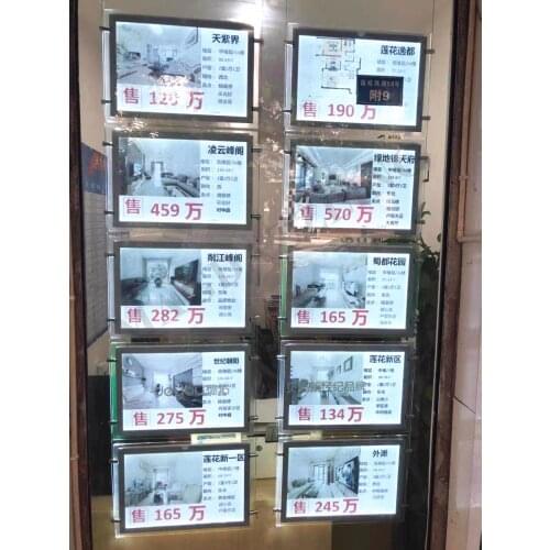 10Units X A3 Size Landscape Type Magnetic Acrylic Frame LED Edgelit Panel Window Hanging Display Lightbox For Real Estate Agent