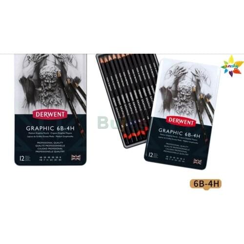 12pc/set 34214 Sketch Pencil Set Wood Pen Charcoal Pen Student Art Sketch Painting Supply for derwent Draw graphic pencil 6B-4H