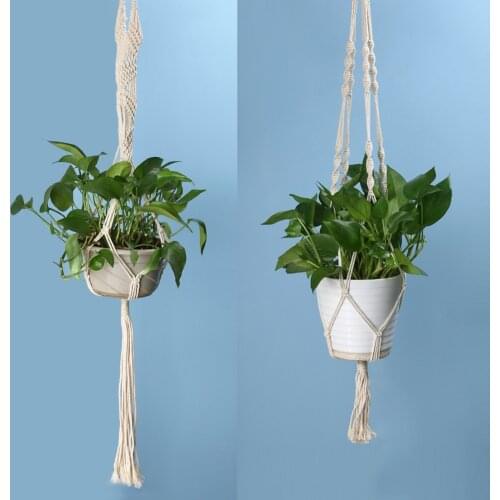 2 Size Macrame Flower Pot Hanger Holder Jute Rope Handmade Home Garden Decoration Hanging Flower Plants Display