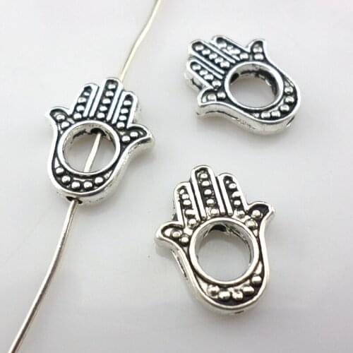 32pcs Tibetan Gold/Silver Hand Palm Charm Loose Spacer Beads 13x15mm Jewelry Making