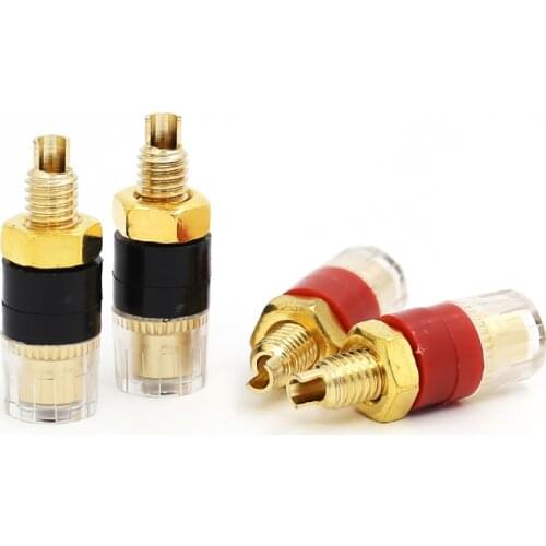 4Pcs Hi-End Brass Gold Plated Plug Terminal Binding Post Speaker Terminal Binding post hifi speaker teriminal Jack Plug