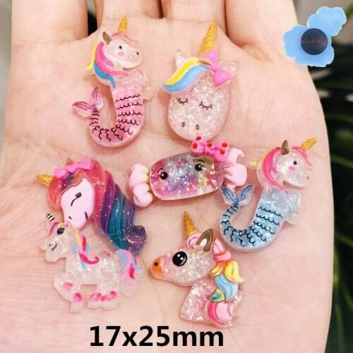 50pcs Wholesale Mix Candy Unicorn Lovely Resin Shoes Accessories Garden Shoe Decorations Fit Croc Jibz Charm Backpack