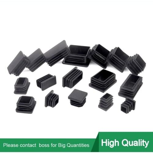 6-12pc Square plastic plug desk Steel pipe Leg cap hole dust cover black furniture floor protection pads Decorative hardware