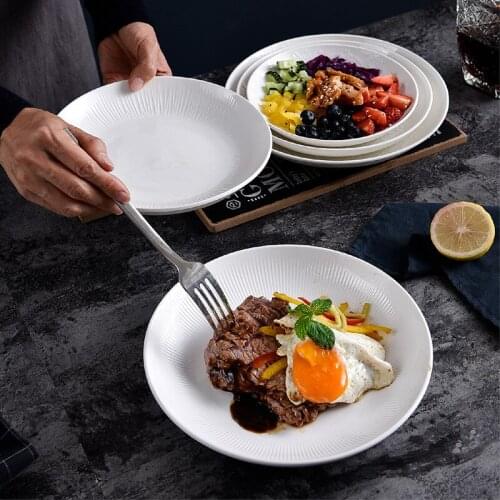 Pure white ceramic deep plate spaghetti dish household large western tableware European simplicity