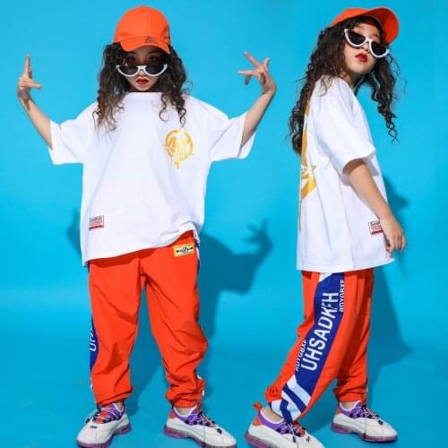 Children Dance Wear Hip Hop Costumes for Girls Boys Jazz Ballroom Dancing Costumes Loose T Shirt Pants Modern Show Clothes Wear